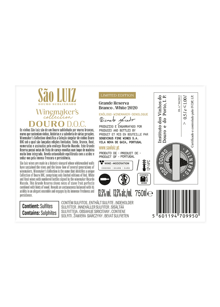 VINHO DOURO SÃO LUIZ WINEMAKER'S COLLECTION GRANDE RESERVA BRANCO - FOLGAZÃO & RABIGATO 2020