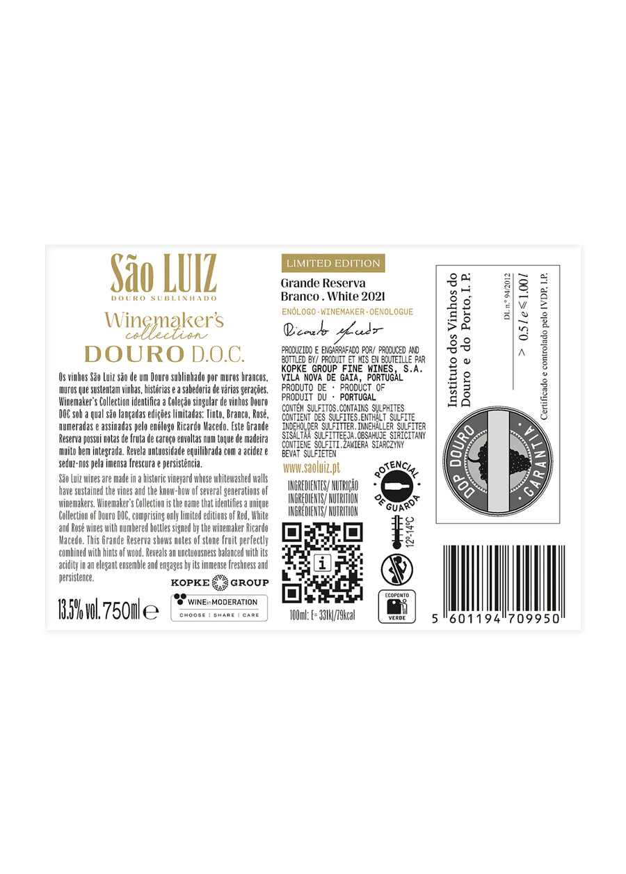 VINHO DOURO SÃO LUIZ WINEMAKER'S COLLECTION GRANDE RESERVA BRANCO - FOLGAZÃO & RABIGATO 2021