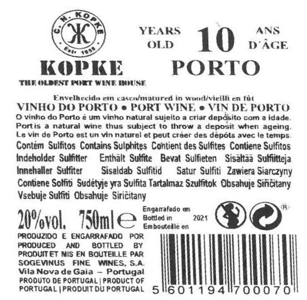 GIFT PACK KOPKE 10 ANOS TAWNY + 2 CÁLICES