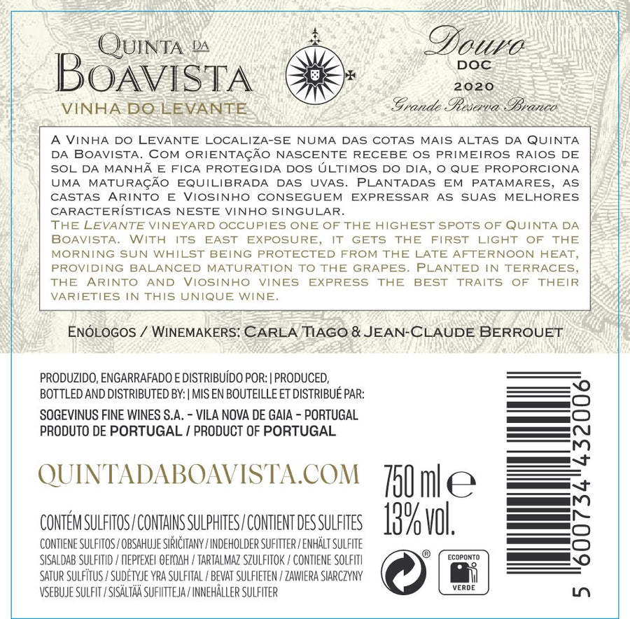 Quinta da Boavista Vinha do Levante Grande Reserva 2020 Back Label